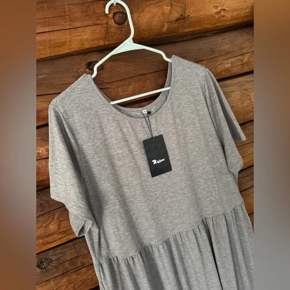 Riyiper size xxl nwt Elegant Gray Midi Dress - Picture 3 of 4